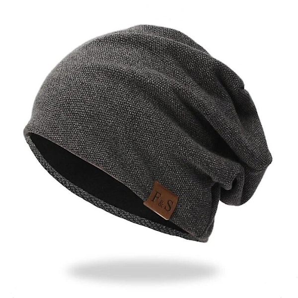 Flerfarget herrelue - Lett termisk elastisk bomullsstrikket casual beanie caps sports street style hip-hop vinterhodeplagg gray