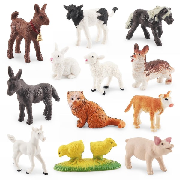 Farm Animal Figurine 12st Små bondgårdsdjur Realistiska Farm Party Favors Farmhouse Animal Dekor För Samling Dekorera Hem