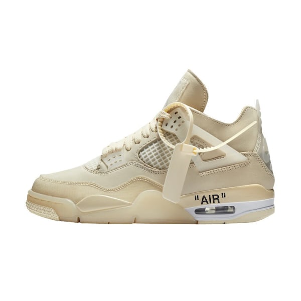 Off-White x Jordans 4 SP 'Sail' för Män och Kvinnor Original AJ4 Sneakers 42