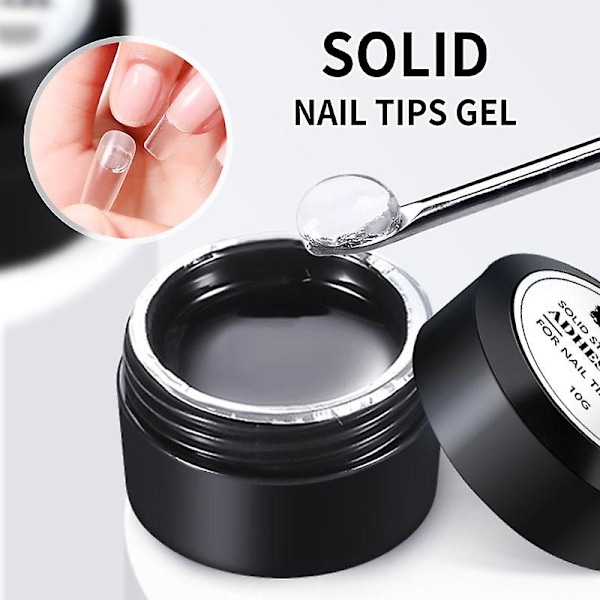 Solida Nageltips Gellim - Soak Off Nageltillväxtlim - Transparent Gel - Multifunktionell Hållbar Nagellim - Nagelverktyg - 10g