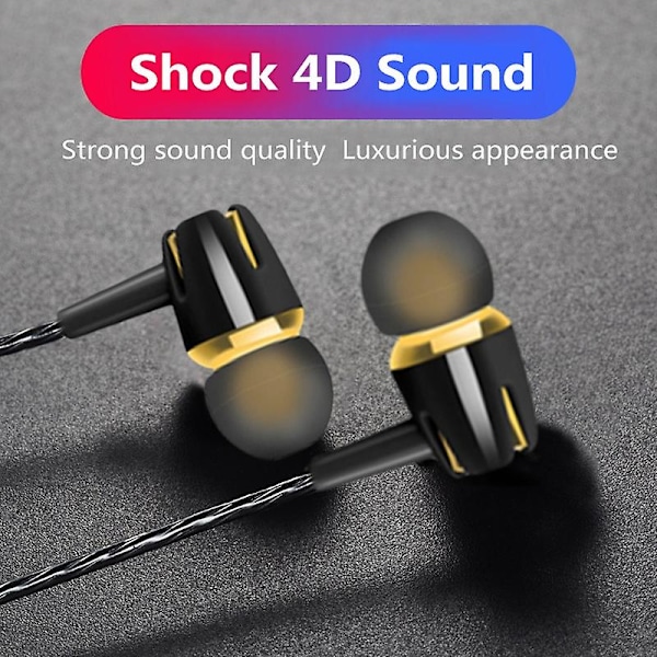 3,5 mm Subwoofer In-Ear Høretelefoner Opgraderet Version Stereo Hifi Trådløs Øretelefon Med Mic Justerbar tyrant gold