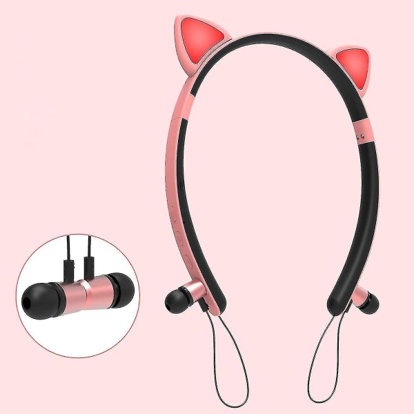 Hhcx-zw29 Cat Ear tegneserie Sød magnetisk Bluetooth-øretelefon Hovedbøjle Belysning Sportshovedtelefon