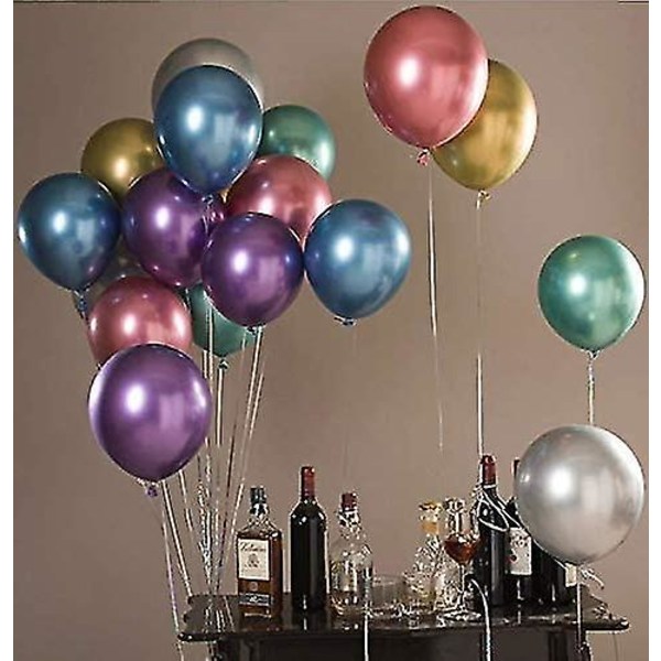 Festballonger 60 assorterte farger metall lateksballonger Bursdagsheliumballonger
