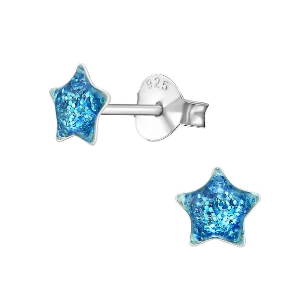 Children's 'blue glitter star' stud earrings