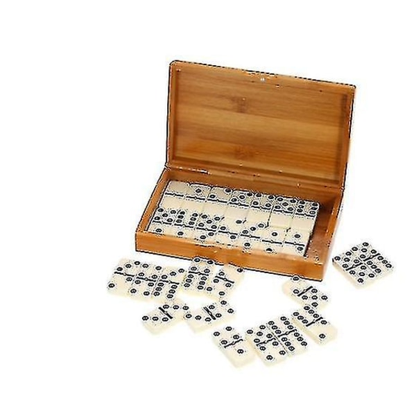 Dominos | Brädspel Wooden Box Deluxe Dominoes Roligt Casual Game Card Pusselspel för barn och vuxna (1 set) Th