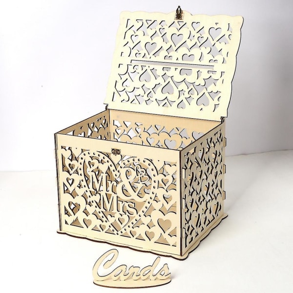 Liten bröllopspengarhållare Rustik DIY Trä Träpostkuvert presentkortsboxar med låsfack Small