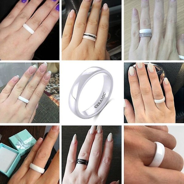 10 2mm 4mm 6mm valkoinen keraaminen sormus miehille naisten vihkisormukset klassinen erikoismuotoilu korut-4mm valkoinen 10