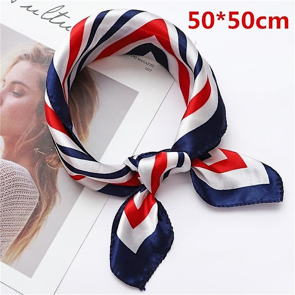 Pieni painettu kaula-hiuspanta Foulard, neliömäinen silkkihuivi royal blue