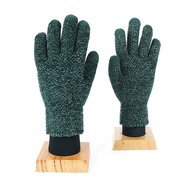 Stickade handskar "pekskärmshandskar dam, varma stickade handskar" (2 par)(mörkgrön) dark green