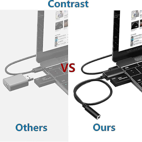 Usb-ääniadapteri, Usb-3,5 mm:n ääniliitäntäadapteri, Usb-ulkoinen äänikorttiääniadapteri 3,5 mm:n kuuloke- ja mikrofoniliitännöillä