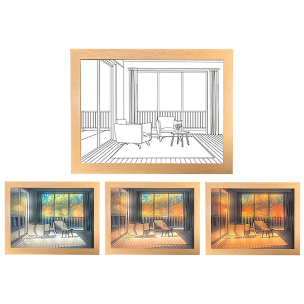 23*17cm lys maleri nattlys atmosfære lysende soverom nattbord hengende maleri (solrik dag)