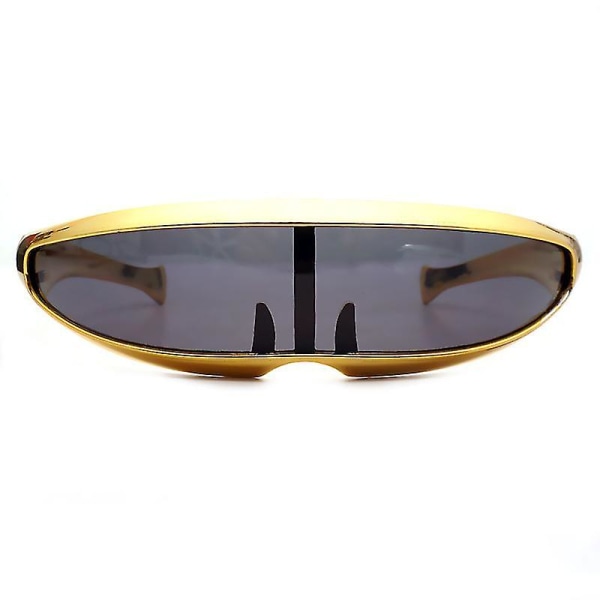 Futuristic Narrow Cyclops Farge speilvendt linsevisir solbriller (gullgrå) Gold grey
