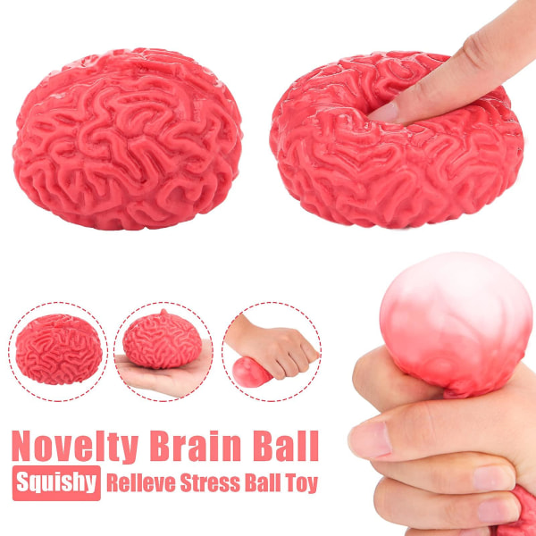 6 kpl aivostressipalloja aivojen läiskepallo aivojen muotoiltuja leluja zombieaivopalloja punaisia ​​uutuus väärennöksiä pelottavia leluja