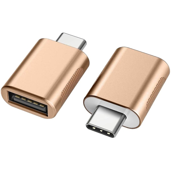 USB C till USB adapter (2-pack), usb-c till USB 3.0-adapter, USB typ-c till USB adapter, Thunderbolt 3 till USB hon-Otg-adapter (guld)