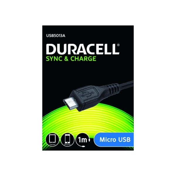 Duracell 501 USB til Micro USB Kabel, 1 m Svart