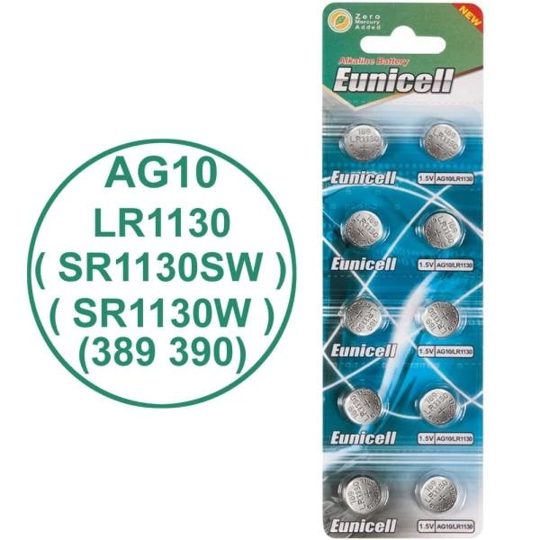 Batteri AG10 / LR1130 / LR54 / 189 / 10-pack Eunicell Aluminium