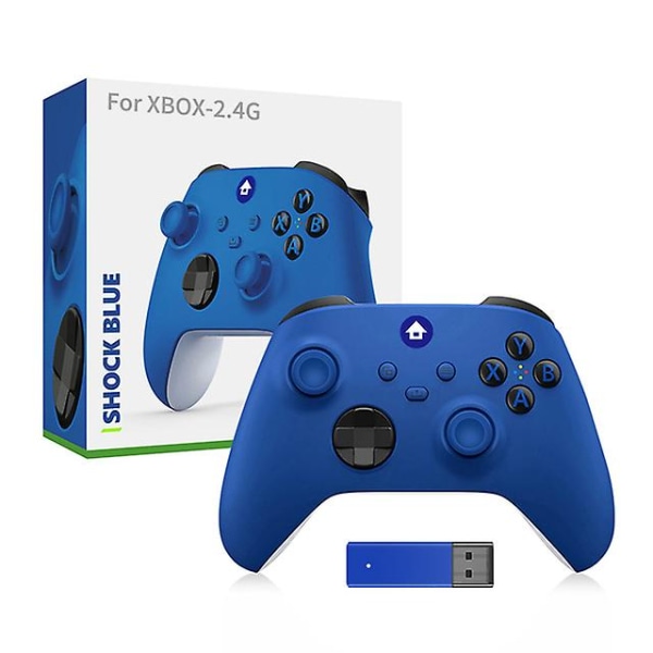 2,4g trådlös gamepad för Xbox One Six Axis Vibration med Turbo Game Controller med mottagare för PC/Xbox One Series X/s Blue