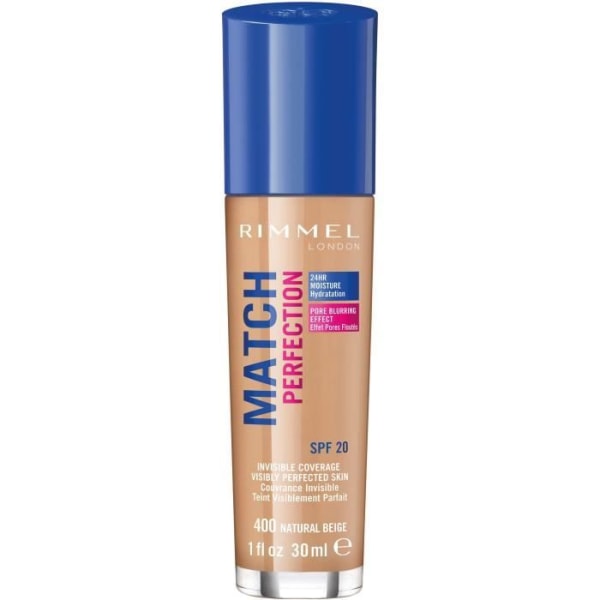 RIMMEL Nu Protege Match Perfection Foundation - 400 Natural Beige - 30 ml 400 Naturlig Beige