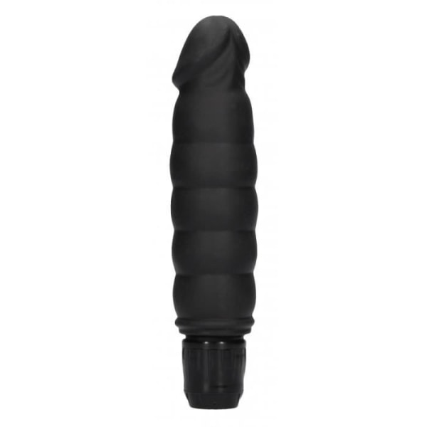 VIBRerande DILDO Ribbad vibrerande dildo 13 x 3,6 cm Black Shots Toys