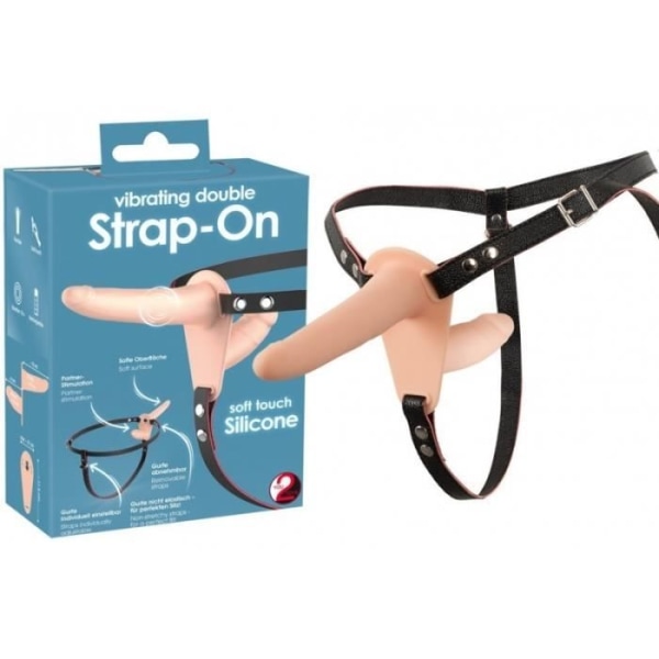 Dubbelvibrerande uppladdningsbar Strap-on Dildo Beige