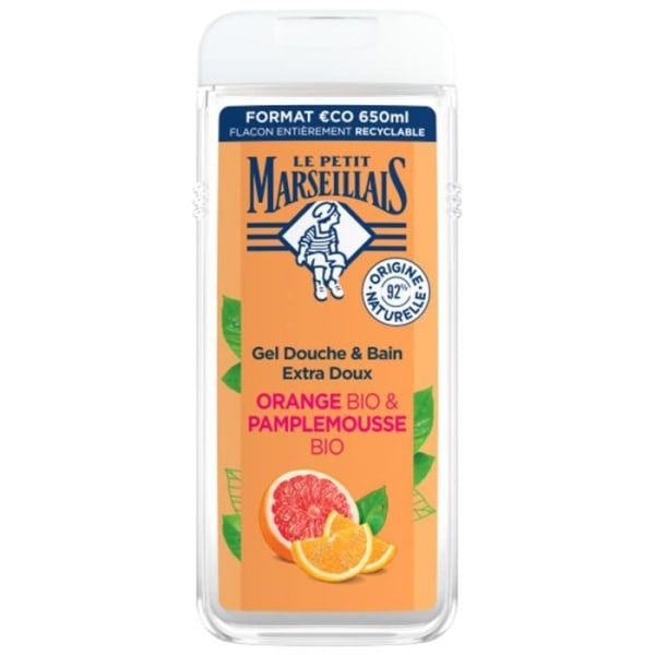 81355 Le Petit Marseillais Extra Doux duschgel Ekologisk apelsin &amp; ekologisk grapefrukt 650 ml