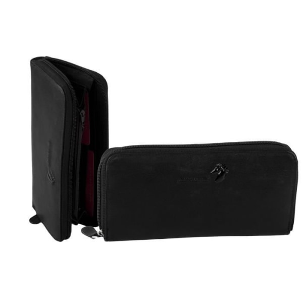 PIERRE CARDIN damplånbok i svart kompakt läder med dragkedja A5023