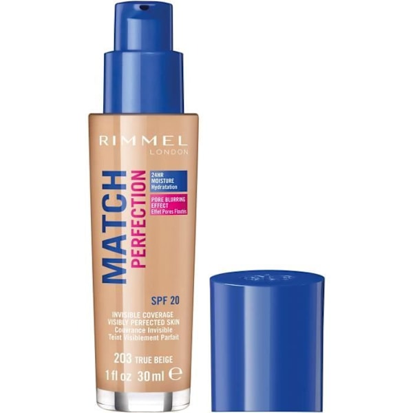 RIMMEL Nu Protege Match Perfection Foundation - 203 True Beige - 30 ml Äkta beige