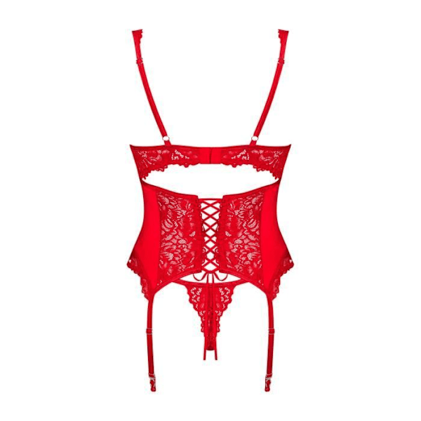 Obsessive - Amor Cherris Corset and Thong - Röd S/M - L/XL