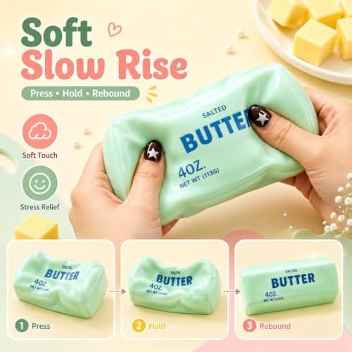 Krämig Smör Squishy Asmr Pärlfylld, Långsamt Stigande Kläm Pink Butter