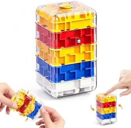 2-i-1 Fidget Spinner Labyrint Terning 3D Puslespil Hjernevridere 5 Niveauer 5 Level