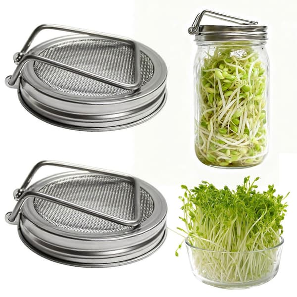 86MM Spirelåg i rustfrit stål med bred mund til spiring af mungbønner 2pcs