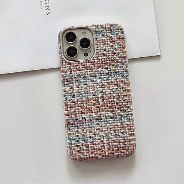 Etui til iPhone 15 Pro Max Varmeafledende PC+PU Læder Telefonetui Stråmåtte Tekstur