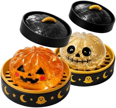 Halloween Spøgelse Dumpling Squishies Legetøj, Sød Spooky Klemme Squishy med Damper, Blød Sensorisk Fidget Stressbold til Halloween Festgaver, Style1+style 2