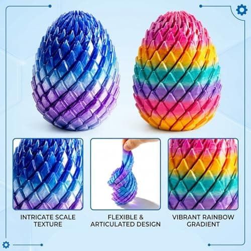 Drakägg, 3D-printat drakägg, 2 st Fidgets för stresslindring och sensorisk stimulering, skrivbordsdekoration och kontorsavkoppling, regnbåge