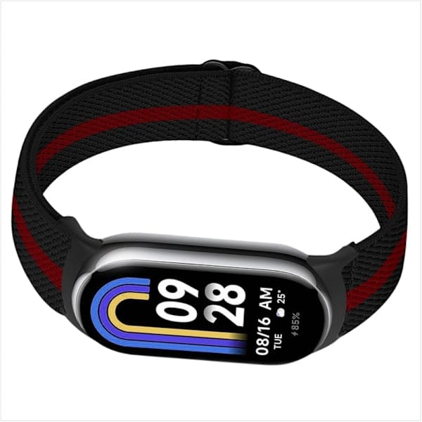 Elastisk nylonrem til Xiaomi 8/9 (14mm) rød+sort rød+sort red+black