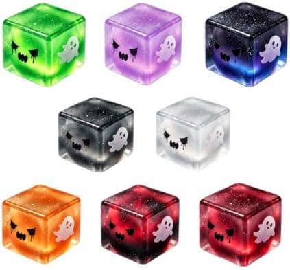Halloween Squishy Cube, Glitter Ghost Fidget Toy, 2.17 tommer, H Collection