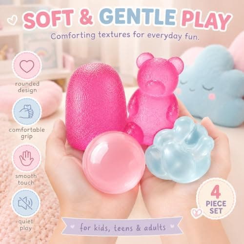 4 stk Taba Squishies Fidget Leker, Stressballer for Barn og Voksne 3pink&bule