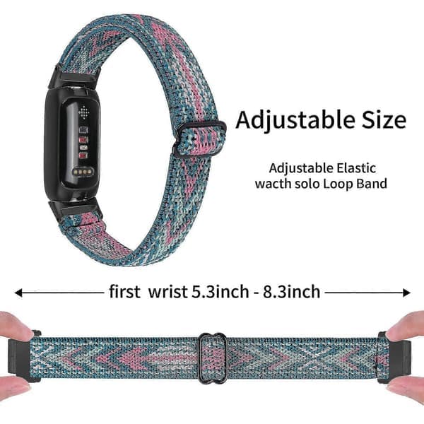 DB armbånd til Fitbit Inspire 3 Nylon Elastisk Flettet Solo Loop Sportsurrem med sort stik, 4#, 37 37