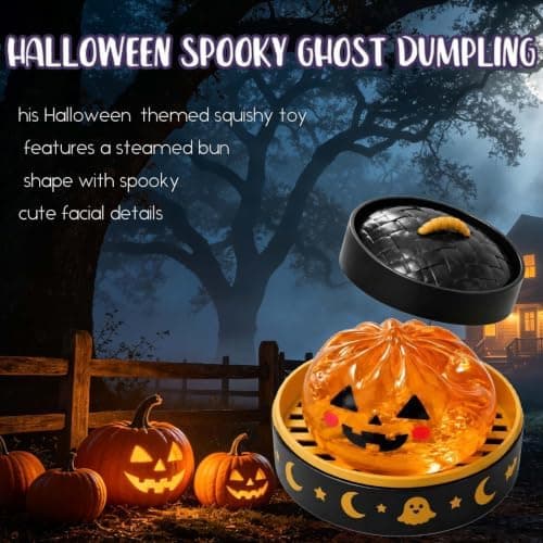 Halloween Spooky Ghost Dumpling, Farverige Dumplings Stressbolde med Madsteamer (Orange) Orange
