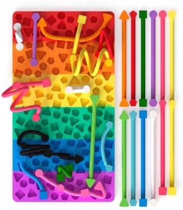 Sensorisk aktivitetsbræt, beroligende fidget-bræt i silikone til børn og voksne, sensorisk legetøj til udvikling af finmotorik, flere former Rainbow-rectangle+round(2 Set)