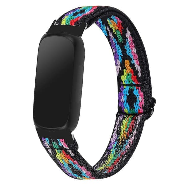 DB armbånd til Fitbit Inspire 3 Nylon elastisk flettet Solo Loop sportsurrem med sort stik, 4#, 14 14