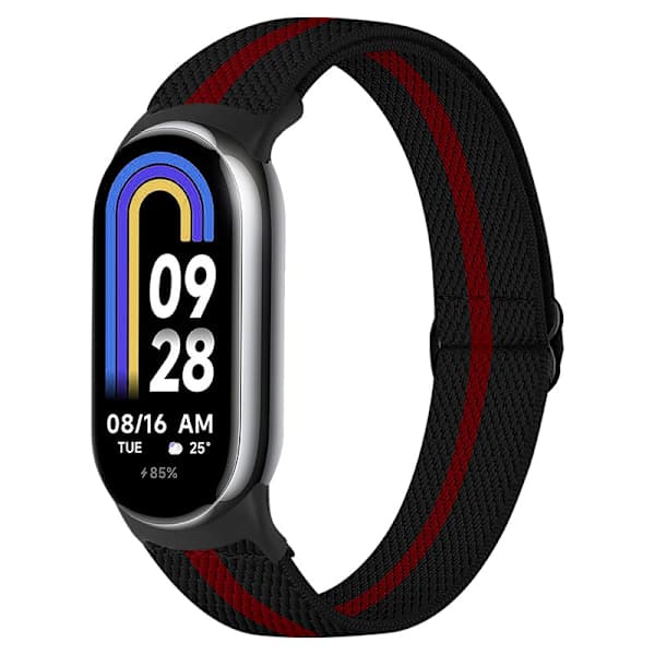 Elastisk nylonrem til Xiaomi 8/9 (14mm) rød+sort rød+sort red+black