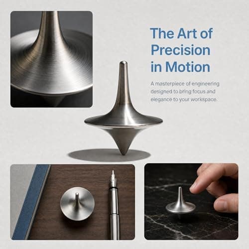 Silver Precision Metall Skrivbordsgyro Snurrande Topp Ornament Black