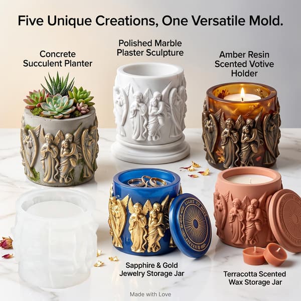 Englestatue Lysestake Harpiks Silikonform for Epoxy Støping Angle Statue Resin Mold