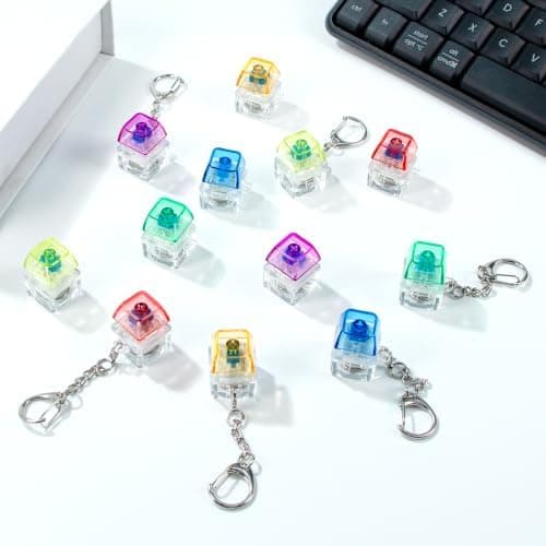 ILHSTY-näppäimistöfidget-lelu, 12 kpl valaistu napsautusavaimenperä, sininen Colorful
