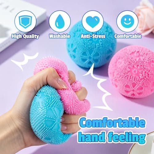 Fuzz Ball Squishy Stressbold, Fuzzball Squishy, Blødt Fidget Legetøj til Angstlindring, Sensorisk Squishy Bold Beroligende Taktilt Greb til Blød Stress Blue