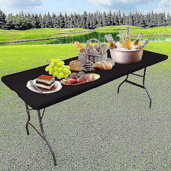 Bästsäljande tvättbart hopfällbart picknickbordskydd för rektangulära bord white 183x76cm