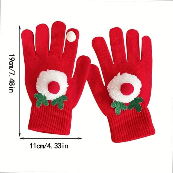 Festlige julehansker i akryl og polyester, søtt dyremønster, elastiske varme helfingerhansker, størrelse hvit elg White Elk