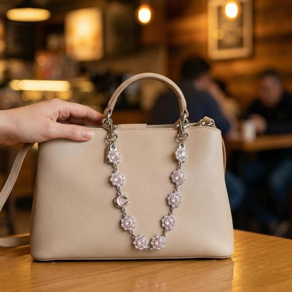 Väskberlocker för handväskor - Söt handväskkedjeberlock - Väskaccessoarer Berlocker för kvinnor Silver-pink 18in
