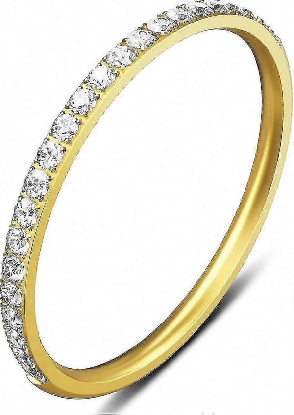 2-pack 14K guldpläterade Oura Ring Stackers för Gen 3/Gen 4 - CZ simulerade diamant damringar Gold 8